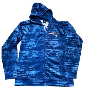 NFL Patriots Royal Blue Full-Zip Hooded Sweatshirt Hoodie by Zubaz L/XL/XXL